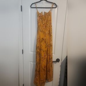 Jessica Simpson Mustard Floral Button-Front Maxi Dress